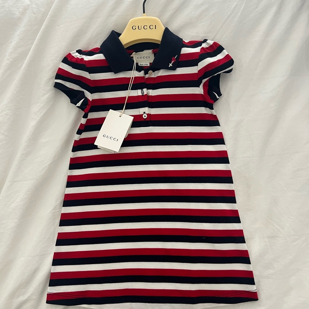Kids Gucci Stripped Gucci dress red white and blue